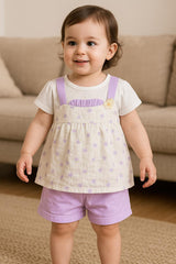 Baby Girl's Lilac Floral Top & Shorts Set (IK2PSETG-02)