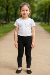 Kids Premium Cotton Stretch Tights – Black (IKSGT-03)