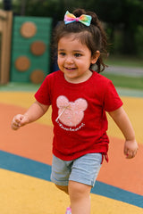 Lovebear Red Sparkle Tee Cotton T-Shirt (IKTOPG-09)