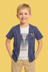 Smart & Playful: Boys’ Printed Tee with Open Navy Shirt (IKTSBU-05)