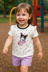 Toddler Girls' Kuromi Print Lilac Two-Piece Set (IK2PSETG-04)
